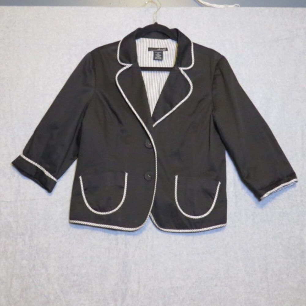 Willi Smith Womens Jacket 2 Button Single Breasted Pocket Black Size XL
